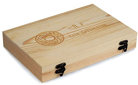 Münzsammelbox aus Holz, professioneller 50er-/Sammlerbehälter, Münzsammelbox, Gedenkmünz-Organizer