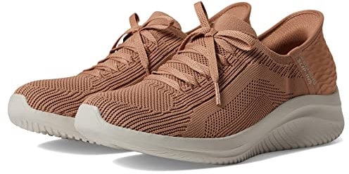 Skechers Women's Ultra Flex 3.0 Brilliant Path Sneaker, Tan Knit/Trim, 4.5 UK