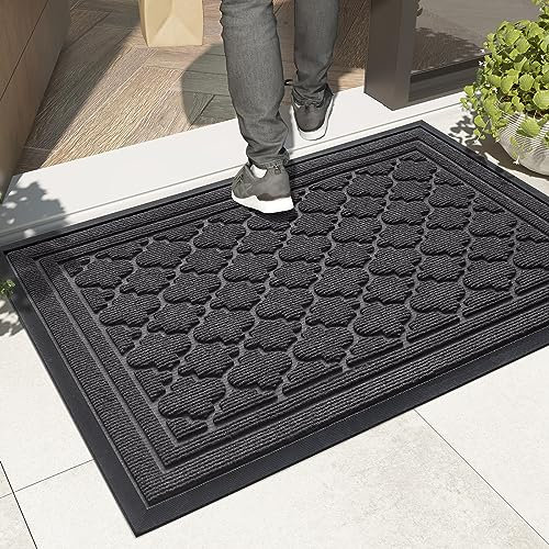Color G Fußmatte Außen Robuster 60 x 90 cm, rutschfest Fussmatte Aussen, Waschbar Schmutzfangmatte Outdoor Wetterfest für Haustür, Eingang, Balkon (Grau)