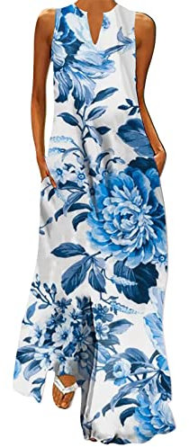 NNGOTD Robe Ceremonie Femme sans Manches Col en V Cache Coeur A-Line Evasée Chic et Elegante Robe Longue Femme Grande Taille