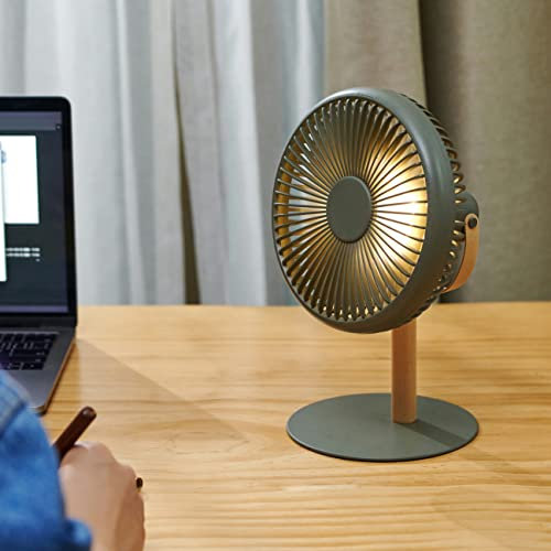 Gingko Design Beyond Portable Desk Fan Light – 2-in-1 Rechargeable Air Circulator & Ambient Lamp, Navy Green – Sleek Modern Design, USB-C, Ideal for Desk, Travel, Bedside