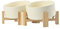 SPUNKYJUNKY Inclinaison 15° Gamelle en Céramique pour Chiens Double Bol avec Support en Bambou Plate ou Inclinée Idéale pour Chiens et Chats à Faces Plates Petits et Moyens 850ml
