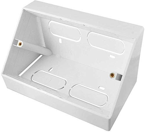 electrosmart Pack of 2 White Double 2 Gang Pattress Electrical Back Box 45 Degree Angled Surface Mount for Work Bench etc