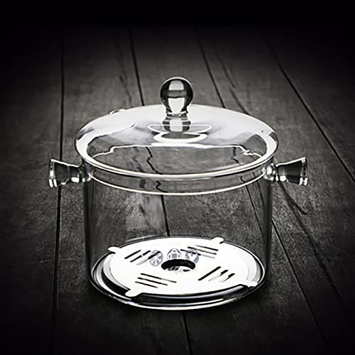 Pentola per zuppa in Vetro Trasparente, pentola per Cottura in Vetro, insalatiera per Verdure da Cucina Domestica, casseruola Resistente al Calore Pentola per casseruola con coperc