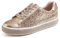 Feversole Moda Scintillio Piattaforma Strass Festa Vacanza Nozze Scarpe da Ginnastica, Oro Rosa, 38 EU