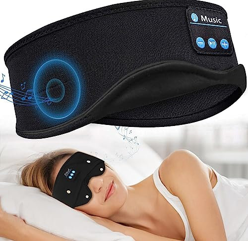 Magnetica Maschera musicale unisex,Cuffie per dormire Maschera sonno, Cuffie Fascia per capelli sportive wireless con altoparlanti stereo HD ultra-sottili per jogging, Sport,yoga,sleepers laterali