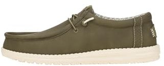 HEYDUDE Wally Classic Herren - Slip-on Schuhe - Mokassin-Stil, Olive, 44