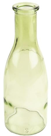 Ideen mit Herz Deko-Flasche | Frühling | Vase für Trockenblumen oder Gräser | DIY | Vintage | Shabby Chic | Landhaus-Stil | Ø 6 cm | 18 cm hoch (transparent grün)