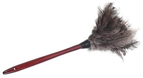 Cabilock Plumero Limpiador de Polvo Cepillo de Limpieza de Escritorio Limpiador de Alfombra Interior del vehículo Herramienta de Limpieza Pluma de Pollo Avestruz Palo de Caoba