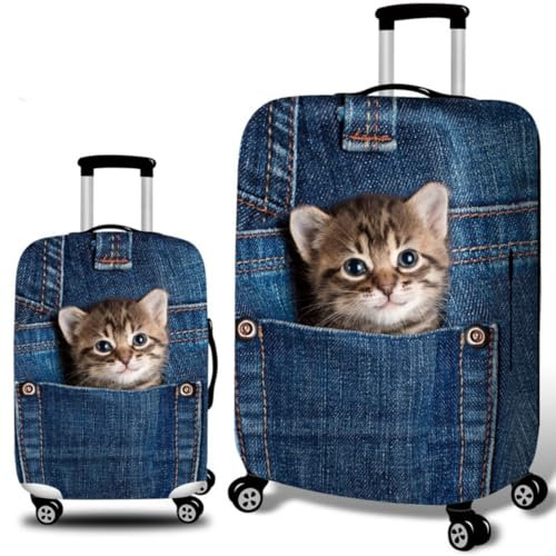3D Katze Gepäckabdeckung Elastisch Kofferhülle KofferschutzhüLle Niedliche Stil Reisekoffer Schutzhülle Mit Reißverschluss Elasthan Waschbar Gepäckabdeckung19 Bis 32 Zoll (Farbe 7,XL(29-32inch))