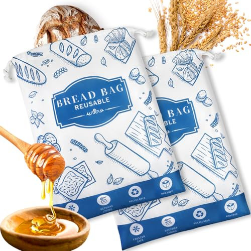 2er-Pack Bienenwachs-Brotbeutel für hausgemachtes Brot, wiederverwendbare Sauerteig-Aufbewahrungsbeutel mit Premium-Bienenwachs-Beschichtung für Brote, Baguette, Frischhaltung, tolle Backutensilien