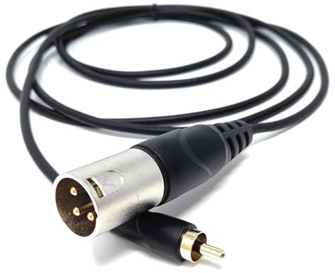 DRUT 2m 3-Pin Male XLR to RCA Phono Single Plug Cable for HiFi Audio, Music Instruments, Mixer, Microphone Lead, Cable, Gold Plated 6.5ft