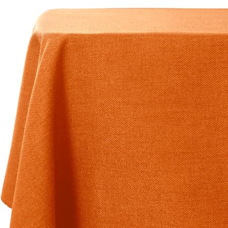 WAITER TREE Table Cloth 145x300 cm Rectangular Wipe Clean Table Cover, Burnt Orange Faux Linen Wipeable Waterproof Tablecloth for Outdoor Picnic Dining Kitchen Party - Pumpkin