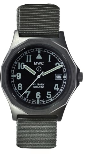 MWC G10 Remake Quarz Stahl Datum Stoff Schwarz Grau Herrenuhr, Armband