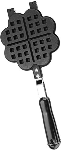 Gaufrier en Fonte, Forme de Coeur Maison Cuisine Gaz Antiadhésif Gaufrier Moule à Pain Moule Plaque de Presse Outils de Cuisson