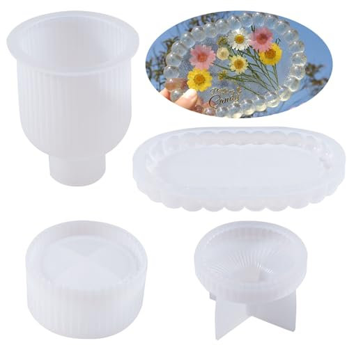 URHRHU 4 X Vase Silikonform, Epoxidharz Formen Moulds, DIY Vases Resin Formen, Epoxidharz Formen Vase Handgefertigte Silikonform für Herstellung von Stifthaltern, Vasen, Wohndekoration