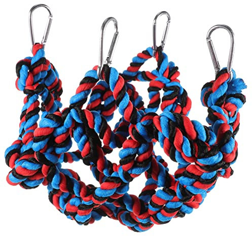 Yardwe Colorful Woven Climbing Net for Parrots Pet Hanging Net Rope for Birds to Play and Exercise in Their Cage Pet Climbing for Medium Parrots