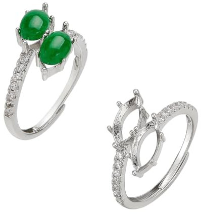 PH PandaHall 925 Sterling Silber Ring Basis 2 Stück Verstellbarer Fingerring Blanker Messing Manschettenring Mit Zirkonia Für 10mm Diamant Edelstein Schmuck