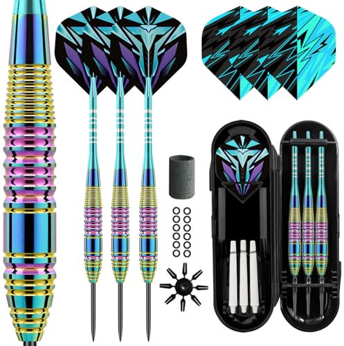 Lavishio Professionelle Dartpfeile mit Stahlspitze, Metallspitze, Dartpfeil-Set, 3 Aluminium-Dart-Schäfte, Stahlspitzen-Dart-Set