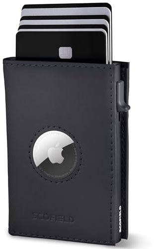 SF SCOFIELD Duality Magflip Airtag Wallet ohne Münzfach I Geldbeutel für 8-10 Karten I Geldbörse Herren mit RFID Schutz I Slim Wallet I Smart Wallet I Kartenetui mit Air Tag Fach I Portemonnaie