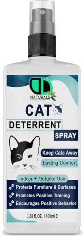 100% Natural Cat Deterrent Spray – Natural & Non-Toxic Deterrent for Cats and Animals,Safe & Effective Solution for Keeping Cats Away, Eco-Friendly Formula for Indoor & Outdoor Use (100ml Spray)