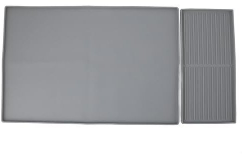 lvifloae Silikon Kaffeemaschine Bar Matte Wärme Isolierung Dual Zone Tropf Tablett Küche Arbeitsplatte (Gray)