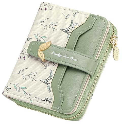 GAEKEAO Petit Portefeuille Femme, Porte Monnaie Femme Cuir avec Blocage RFID, Porte Carte avec Poches Zippées Monnaie Porte Monnaie Femmes