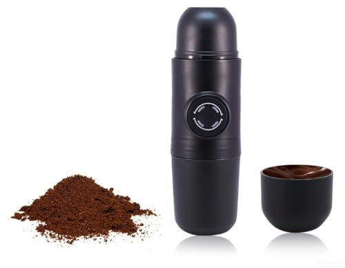 Cafetera portátil manual, cafetera compacta de viaje con taza de filtro, cafetera manual de viaje, máquina de café operada manualmente para acampar al aire libre