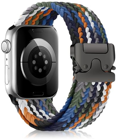 KeHowy Nailon Correa para Apple Watch Correa 42mm 44mm 45mm 46mm 49mm, Nylon Trenzada Reloj de Repuesto para iWatch Series 11/10/9/8/7/6/5/4/3/2/1/SE/SE2/SE 3/Ultra 2/Ultra/Ultra 3 - Colorido