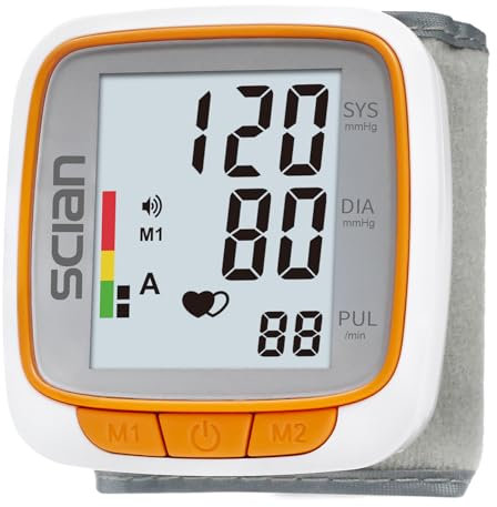 Scian Wrist Blood Pressure Monitors for Home Use, Automatic Blood Pressure Wrist Cuff with Voice Broadcast, Large Display, 2 Users 180 Memory with Carrying Case