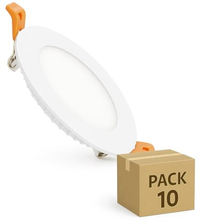 LEDKIA Placa LED 6W Circular SuperSlim Corte Ø 110 mm (Pack 10) 4000K Blanc