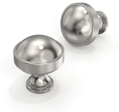 Asimerdeco 10 Pack Brushed Satin Nickel Cabinet Knobs 30mm Round Kitchen Drawer Knobs