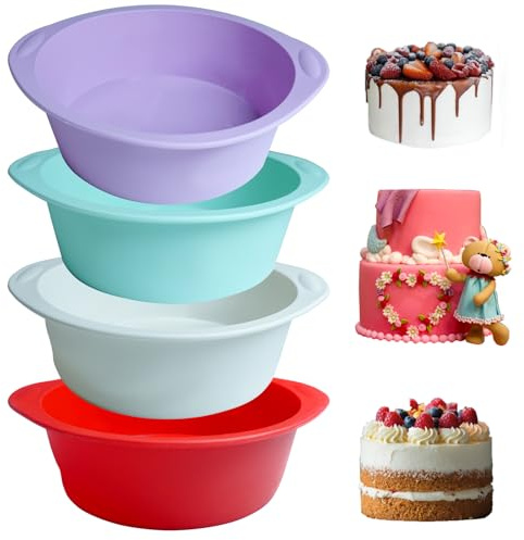4 Pezzi 15 cm Antiaderenti E Rilascio Rapido Stampo Plumcake Silicone Torta Torta Al Formaggio Stampo Rotondo in Silicone, Tortiera Apribile Rotonda Riutilizzabile per Pane, Torta, Forno e Microonde