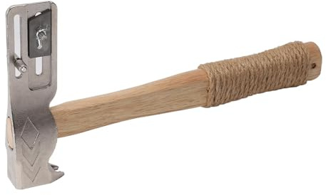 Magnetic Roofing Hammer, Anti Slip Wood Handle Roof Nail Puller Roofing Hatchet Magical Roofing Tool with Nail Claw and Sliding Gauge for Quick Installation of Roofing Nails and Felt Hats
