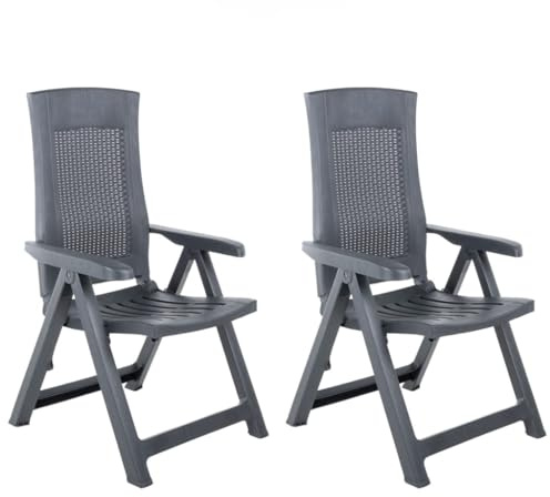 Frdhee Gartenstuhl Outdoor Stuhl,Verstellbare Gartenstühle 2 STK. Kunststoff Anthrazit für Garten, Rasenfläche, Hinterhof