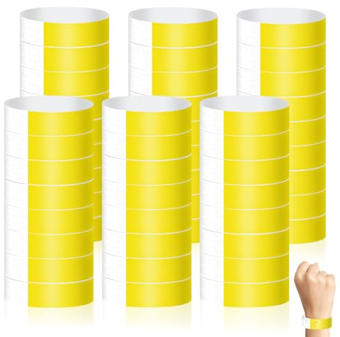 Minfuerang 400 Stück Eintrittsbänder, Einlassbändchen Papier (Gelb) | Wasserdichte Securebänder, Kontrollbänder für Events,Party,Konzert,Festivals,Wasserpark