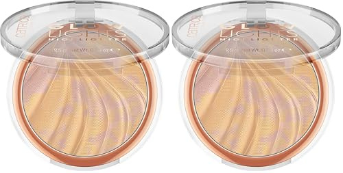 Catrice Glowlights Highlighter, Nr. 010, Nude, hochpigmentiert, natürlich, strahlend, schimmernd, vegan, ölfrei, ohne Parfüm, ohne Alkohol, 2er Pack (9.5g)