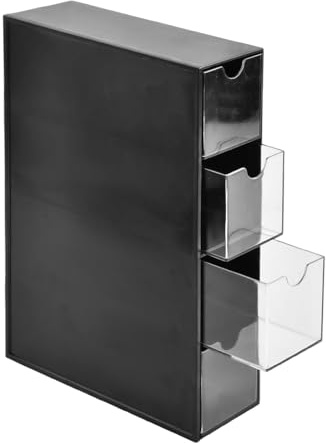 Boîte de Rangement à 4 Tiroirs, Organisateur de Capsules de Café en Acrylique, Porte-Capsules Multifonctionnel, Empilable Horizontal/Vertical, Noir