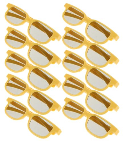 ROMISBABA Gafas 3D Amarillas 10 Piezas Lentes Estereoscópicas para Cine, Juegos y Proyector, Compatibles PC y Televisores, Diseño Ergonómico y Lentes de PC Duraderas para Uso Doméstico
