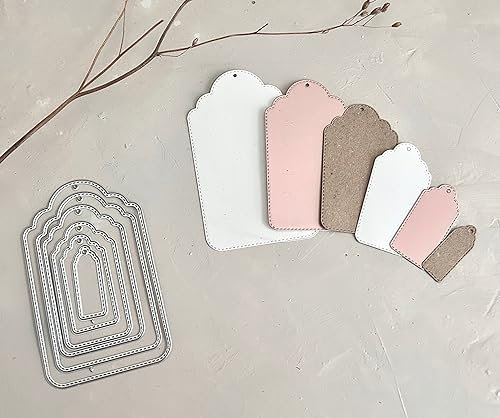Stanzschablone/ Cutting dies tags Label Anhänger shabby chic geeignet für Big Shot, von 1,8x4,5cm bis 8x12cm, 6-tlg.