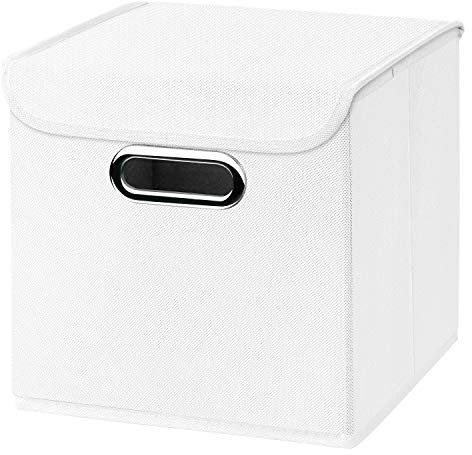 CM3 1 Stück weiß Faltbox 25 x 25 x 25 cm Aufbewahrungsbox faltbar, mit Deckel