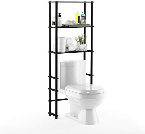 Furinno TURN-N-TUBE Over The Toilet Storage, 3-Shelf Over The Toilet Organizer, Freestanding Space Saver Bathroom Shelf, for Bathroom Organizers and Storage, Espresso