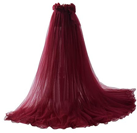 GRACEART Gonna Lunga in Tulle da Donna con Fiocco alla Vita Wedding Lady (Vino Rosso)