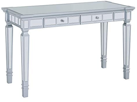 SEI Furniture Glenview Glam - Escritorio espejado con cajones, color plateado mate