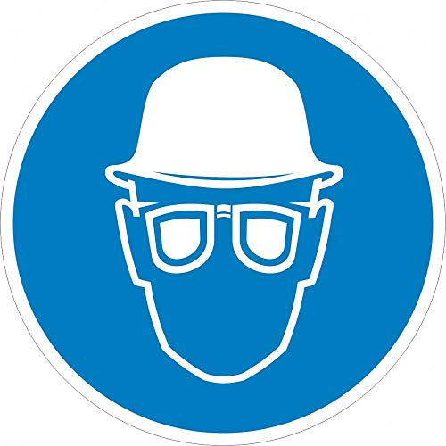 Schild: Augen und Kopfschutz tragen - Aluminiumschild 100mm