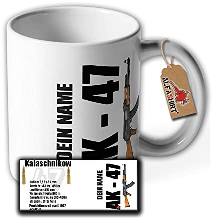 Kalaschnikow 47 Tasse Personalisiert Kaffeebecher Waffe MG AK Armee #35003