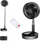 UN UNITEDTIME Desk Portable fan, My Foldaway Travel fan with remote Control Timer, Battery Operated or USB Powered,Adjustable Height Portable fan, 4 Speed Settings (Black)