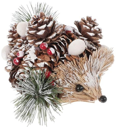 Amosfun Hedgehog Miniature Pine Cones Craft Ornaments Holiday Berry Ornament Creative Animal Miniature for Christmas Fairy Garden Landscape Table Decoration