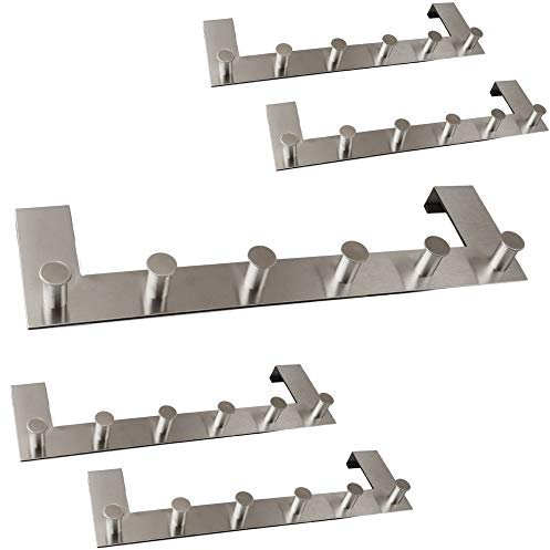 Türgarderobe Hakenleiste 6 Kleiderhaken EDELSTAHL rostfrei Garderobenhaken Wandhaken 6 Haken (5 Stück)