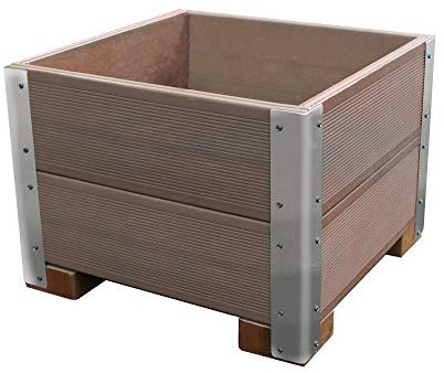 IlGruppone Fioriera Vaso Porta Fiori 40 x 40 x 30 Made in Italy in WPC e Acciaio Inox da Balcone, terrazzi o Ambienti Esterni